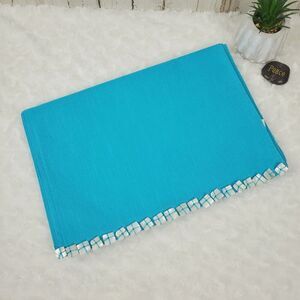 Seashell Embellished Table Runner Teal 14" x 70"
